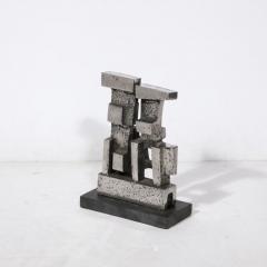 Pauline Ward Mount Brutalist Modernist Geometric Sculpture in Caste Stainless Signed Paul Mount - 3197982