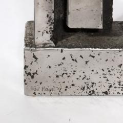 Pauline Ward Mount Brutalist Modernist Geometric Sculpture in Caste Stainless Signed Paul Mount - 3198057