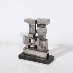 Pauline Ward Mount Brutalist Modernist Geometric Sculpture in Caste Stainless Signed Paul Mount - 3198060