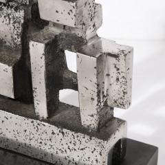 Pauline Ward Mount Brutalist Modernist Geometric Sculpture in Caste Stainless Signed Paul Mount - 3198067