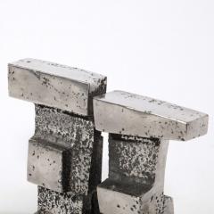 Pauline Ward Mount Brutalist Modernist Geometric Sculpture in Caste Stainless Signed Paul Mount - 3198070