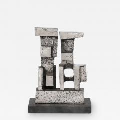 Pauline Ward Mount Brutalist Modernist Geometric Sculpture in Caste Stainless Signed Paul Mount - 3202488