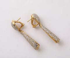 Pave Diamond 18 k Gold Drop Earrings - 3928585