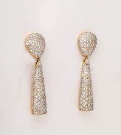 Pave Diamond 18 k Gold Drop Earrings - 3928589