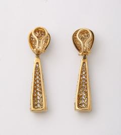 Pave Diamond 18 k Gold Drop Earrings - 3928590