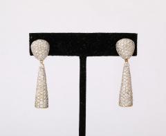 Pave Diamond 18 k Gold Drop Earrings - 3928591