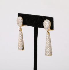 Pave Diamond 18 k Gold Drop Earrings - 3928593