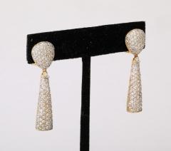 Pave Diamond 18 k Gold Drop Earrings - 3928594