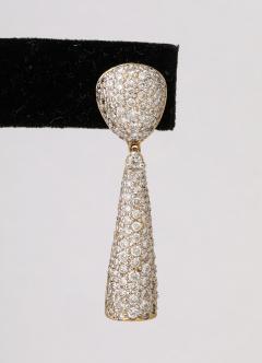 Pave Diamond 18 k Gold Drop Earrings - 3928595