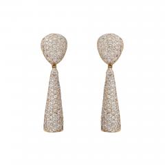 Pave Diamond 18 k Gold Drop Earrings - 3930788