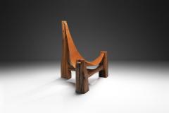 Pavel Novak Gouged Oak and Leather Lounge Chair by Pavel Novak Czech Republic 1980s - 4515844
