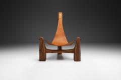 Pavel Novak Gouged Oak and Leather Lounge Chair by Pavel Novak Czech Republic 1980s - 4515906