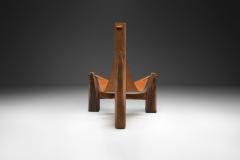 Pavel Novak Gouged Oak and Leather Lounge Chair by Pavel Novak Czech Republic 1980s - 4515908