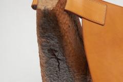 Pavel Novak Gouged Oak and Leather Lounge Chair by Pavel Novak Czech Republic 1980s - 4515914