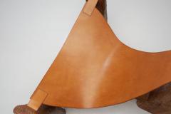 Pavel Novak Gouged Oak and Leather Lounge Chair by Pavel Novak Czech Republic 1980s - 4515915