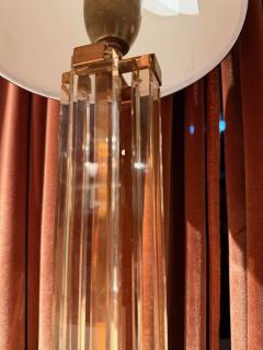 Peach Toned Crystal Glass Art Deco Lamp Modernist Elegance - 4134339