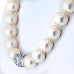 Pearl 18K White Gold 13 17mm South Sea Diamond Clasp 18 Inches String Necklace - 4415841