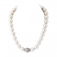 Pearl 18K White Gold 13 17mm South Sea Diamond Clasp 18 Inches String Necklace - 4419205