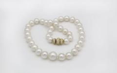 Pearl 18K Yellow Gold 10mm to 14mm Graduating Pearl Necklace - 4400056