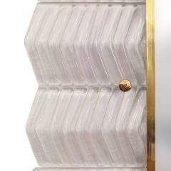 Pearl White Chevron Pattern Murano Glass Mirror with Brass Trim - 4751857