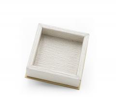 Pearlescent and Gilt metal Square Valet Tray - 4674113