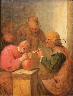 Peasant Inn Scene 17th century Old Master painting Circle of Adriaen Brouwer - 4603613