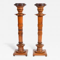 Pedestal Pair Walnut Antique Biedermeier Period - 161563