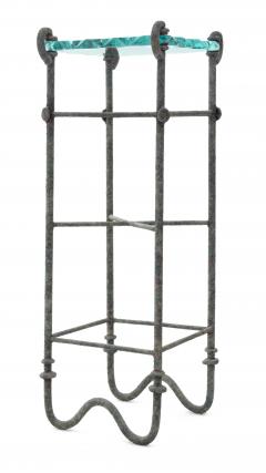 Pedestal in Verdigris Bronze with Thick Studio Made Glass Top - 187367