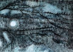 Peggy Margaret Frances Bacon Cat Running at Night through Graveyard Original Art Female Illustrator - 4598658