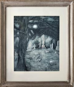 Peggy Margaret Frances Bacon Cat Running at Night through Graveyard Original Art Female Illustrator - 4598661