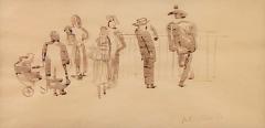 Pen and Ink of Group of People circa 1930 - 4048915