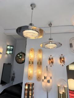 Pendant Light UFO Murano Glass and Metal Italy 1970s - 4392215