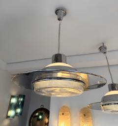 Pendant Light UFO Murano Glass and Metal Italy 1970s - 4392216