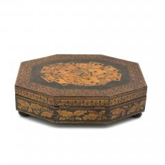 Penwork Games Box w Playing Cards On The Lid English Circa 1840 1850 - 2183690