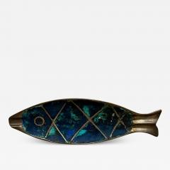 Pepe Mendoza 1950s Pepe Mendoza Fish Ashtray Malachite Brass - 3720234