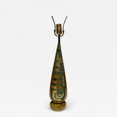 Pepe Mendoza 1950s Pepe Mendoza Table Lamp Bronze and Malachite Mayan Revival Mexico - 2572181