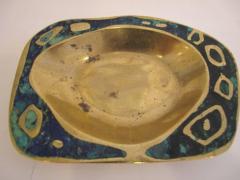 Pepe Mendoza Cast Brass and Azure Stone Dish by Pepe Mendoza - 519174