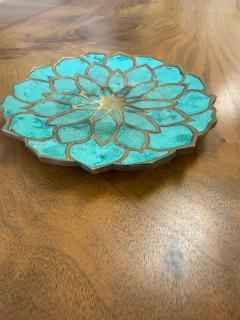 Pepe Mendoza Pepe Mendoza Lotus Flower Malachite Brass Catchall Dish - 4794669