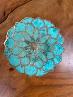 Pepe Mendoza Pepe Mendoza Lotus Flower Malachite Brass Catchall Dish - 4794672