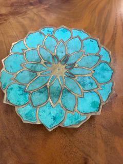 Pepe Mendoza Pepe Mendoza Lotus Flower Malachite Brass Catchall Dish - 4794730