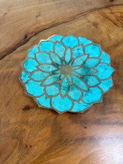 Pepe Mendoza Pepe Mendoza Lotus Flower Malachite Brass Catchall Dish - 4794736