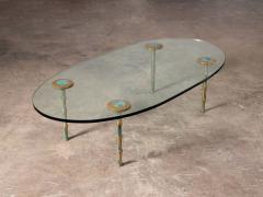 Pepe Mendoza Pepe Mendoza Turquoise and Malachite Lotus Mandala Cocktail Table 1960s Mexico - 3859283