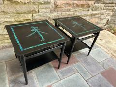 Pepe Mendoza Rare Pair Pepe Mendoza Stone Inlay End Side Table Mid Century Modern - 4429226