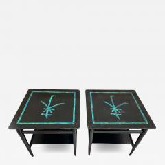 Pepe Mendoza Rare Pair Pepe Mendoza Stone Inlay End Side Table Mid Century Modern - 4434621