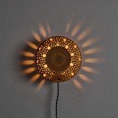 Per Bovin Early 1970s Per Bovin Hand Thrown Perforated Earthenware Plug in Wall Lamp - 4447821