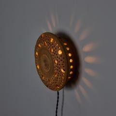 Per Bovin Early 1970s Per Bovin Hand Thrown Perforated Earthenware Plug in Wall Lamp - 4447824
