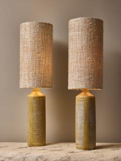 Per Linnemann Schmidt Pair of Glazed Ceramic Table Lamps by Per Linneman Schmidt for Palshus mod DL27 - 3602618