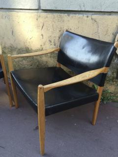 Per Olof Scotte Per Olof Scotte Pair of Oak and Leather Arm Chairs in Good Vintage Condition - 613938