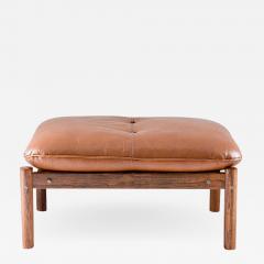 Percival Lafer Midcentury Brazilian Ottoman in Brown Leather and Rosewood by Percival Lafer - 2254049