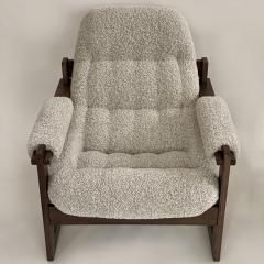 Percival Lafer Pair of Brasilian Wood Beige Wool Boucl MP 163 Earth Chairs by Percival Lafer - 3450567